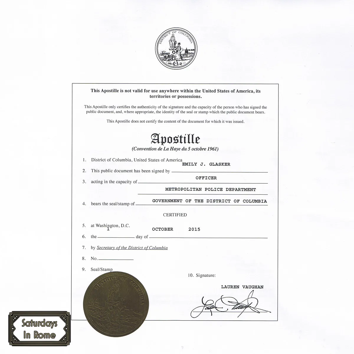 italian citizenship through grandparents - sample apostille certification