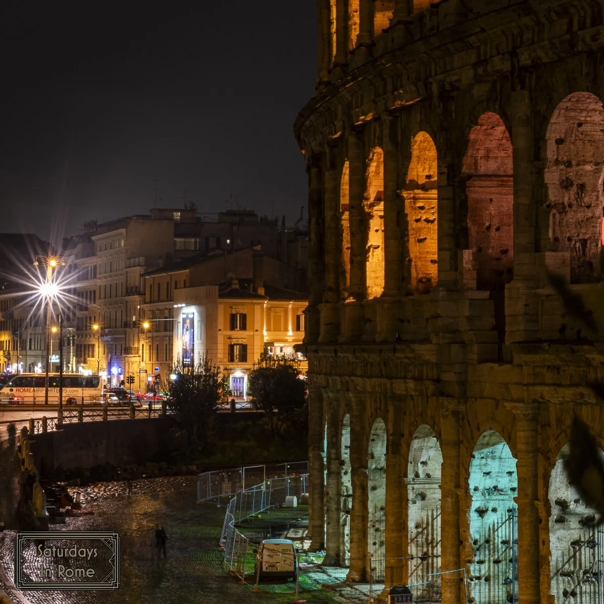 The Colosseum Neighborhood At Night