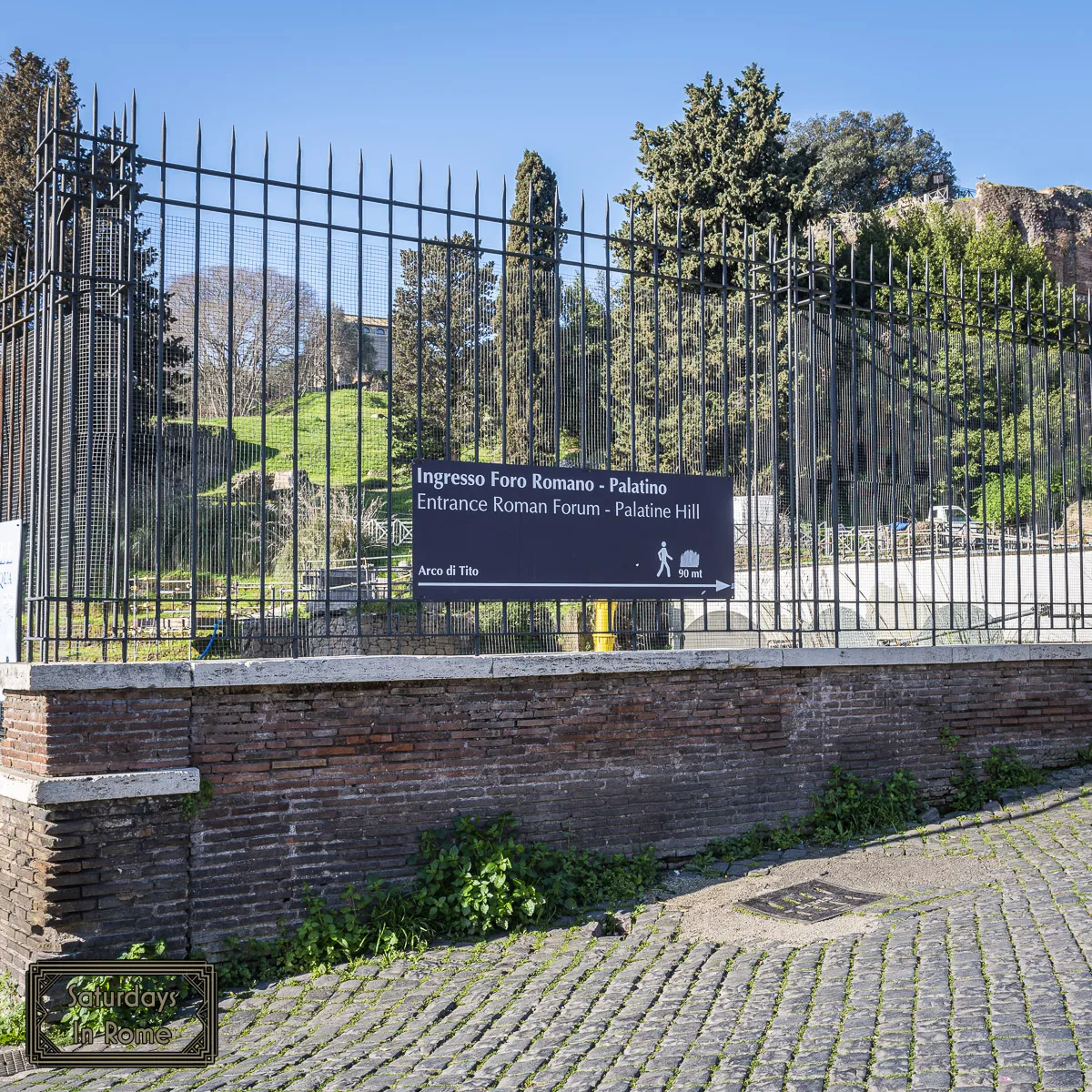 Entrance sign to the Roman Forum and Palatine Hill