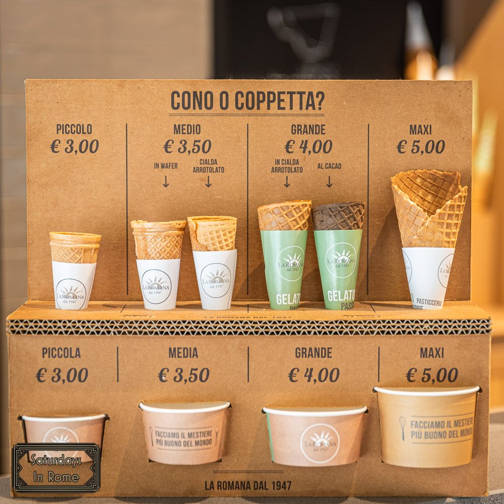 la romana gelato - sizes and prices