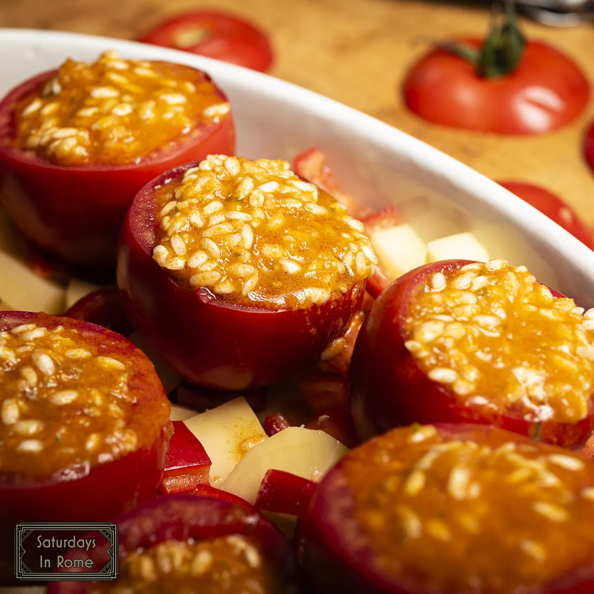 Italian Stuffed Tomatoes - Assembled For Cooking