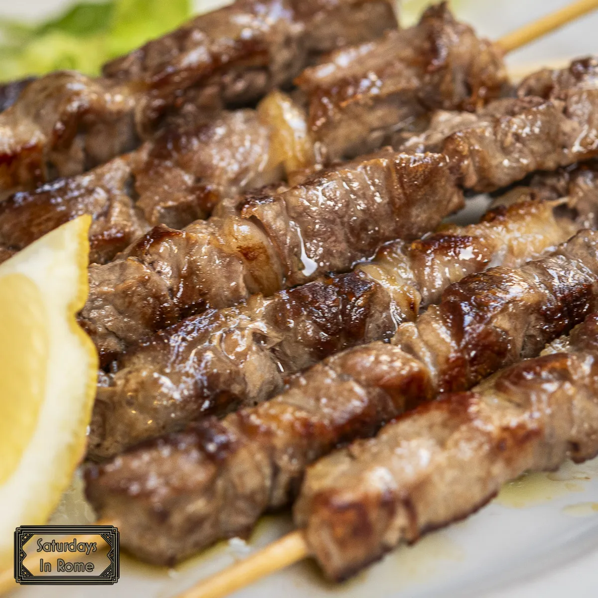 Grilled Arrosticini on Skewers At La Trattoria Vecchia Roma